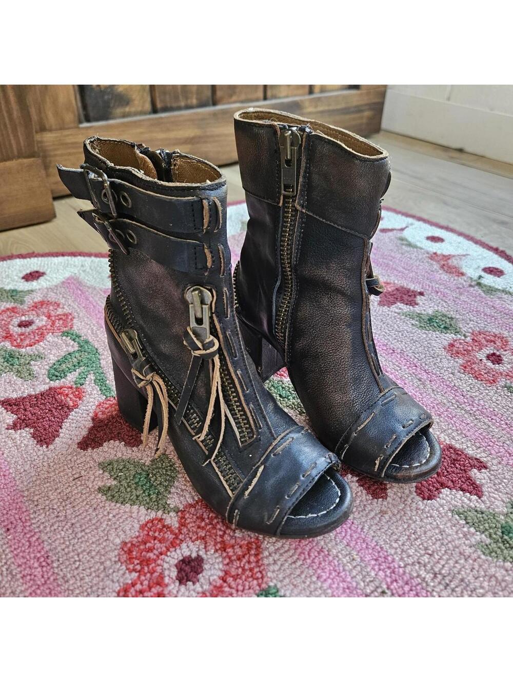 Freebird Zombie Booties Open Toe Steampunk Distressed Boho Women's Size 6 - Picture 3 of 8